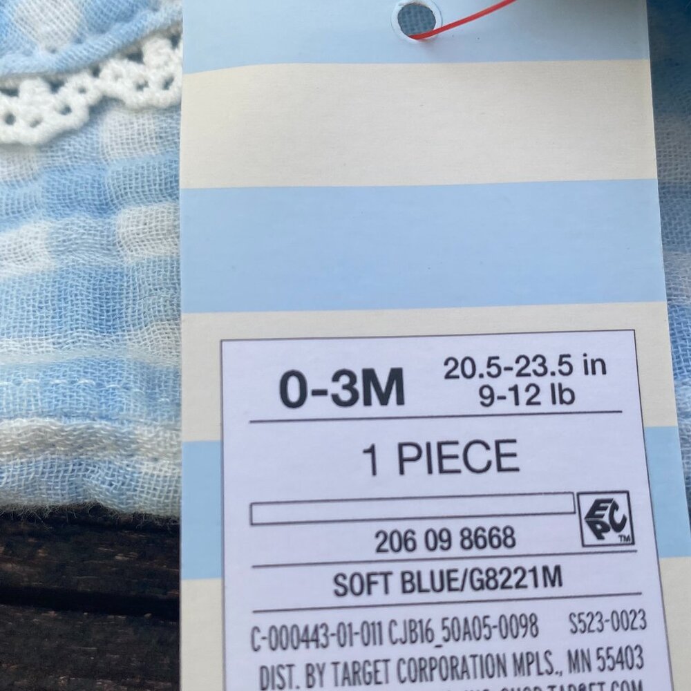NWT Cat & Jack Baby Girls One Piece Blue/White Size 0-3M - Picture 5 of 5